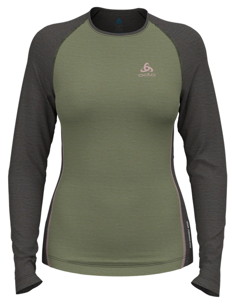 Odlo Performance Wool 150 Base Layer Damen Oberteil matte green - dark grey melange Produktbild 0