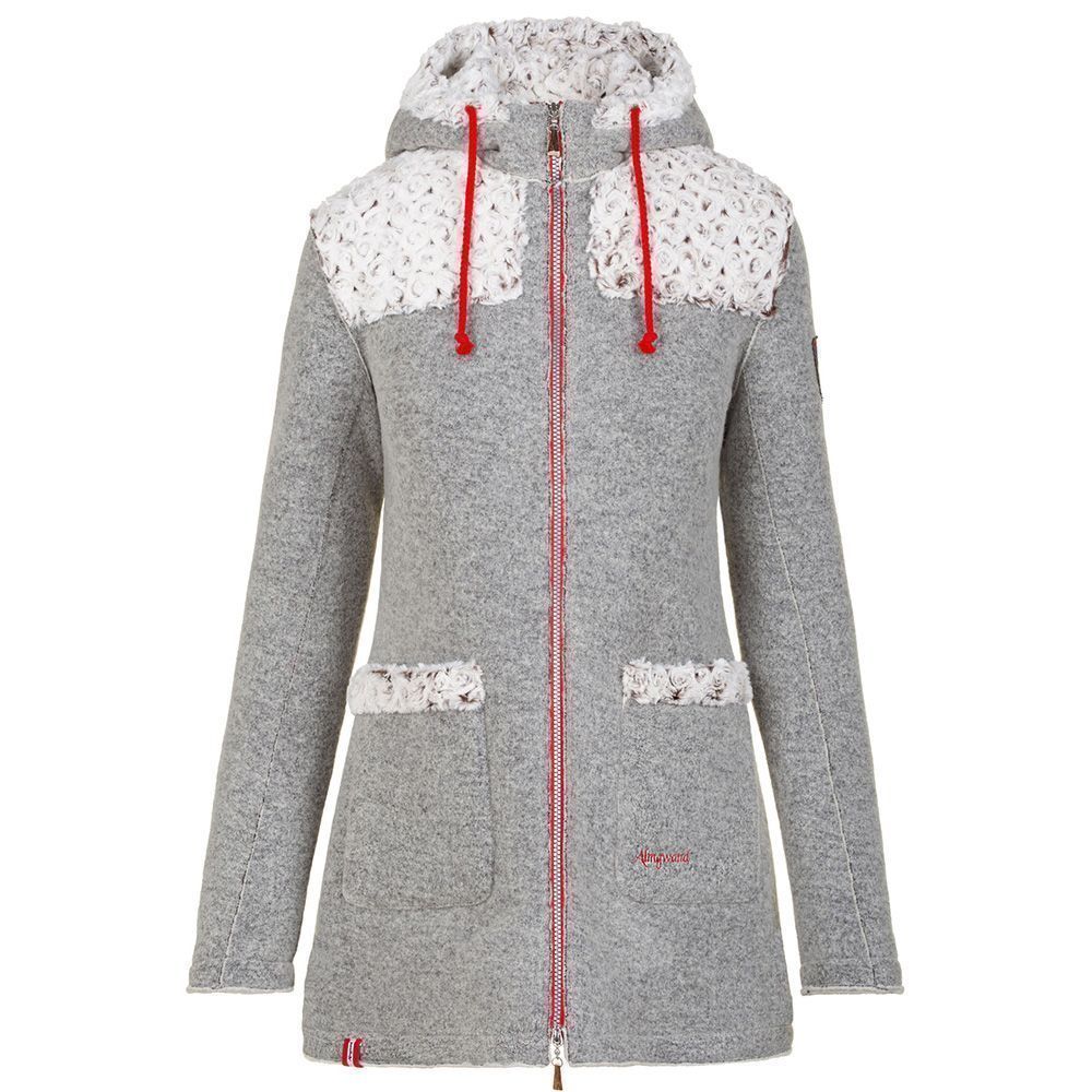 Almgwand Hahnstein Damen Kapuzenmantel grau-offwhite Produktbild 0