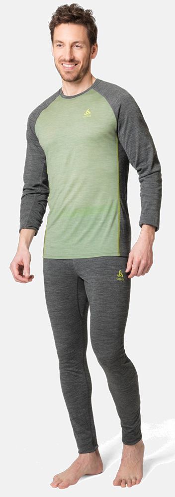 Odlo Performance Wool 150 Tights Herren Funktionsunterhose dark grey melange - sharp green Produktbild 2