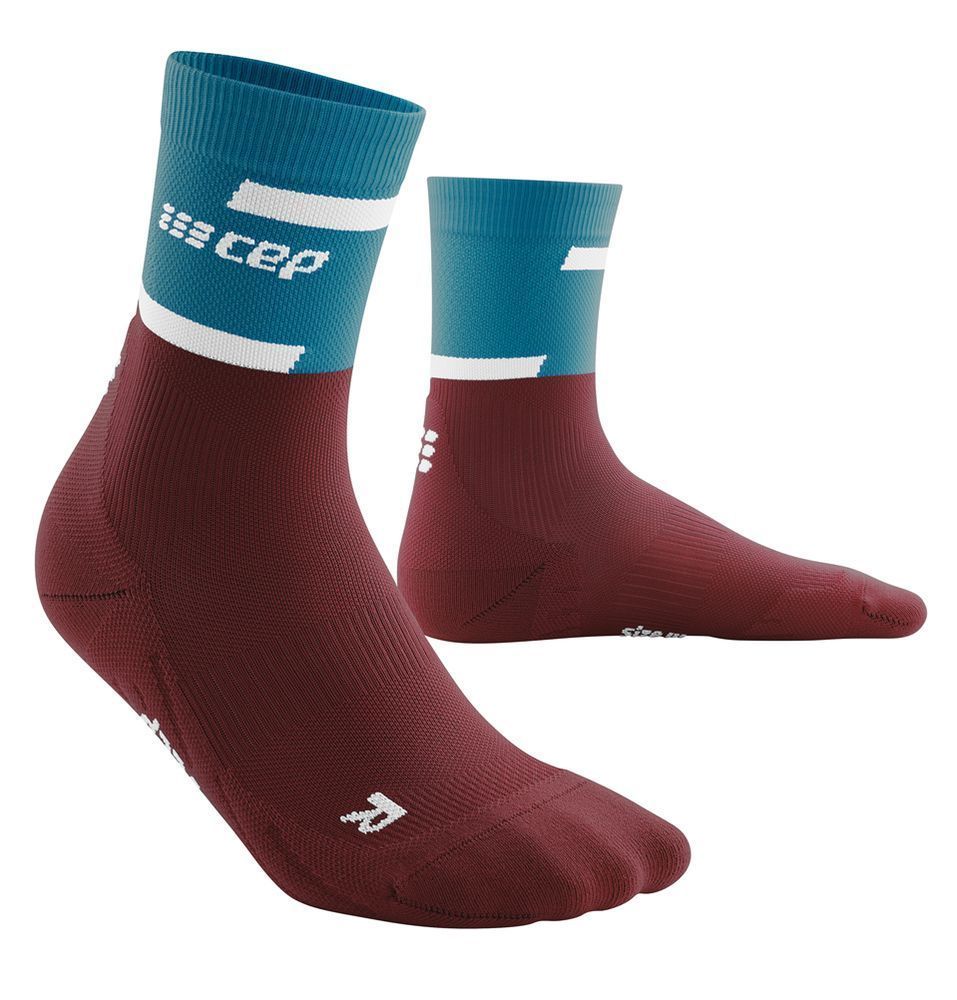 CEP the run socks, mid cut Herren Laufsocken petrol/dark red Produktbild 0