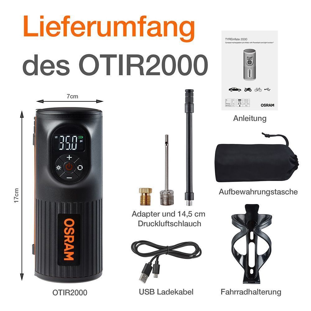 Osram TYREinflate 2000 Elektrische Fahrrad-Reifenpumpe Produktbild 5