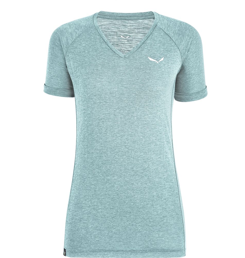Salewa Puez Mel Dry V-Neck S/S Tee Women canal blue Produktbild 0