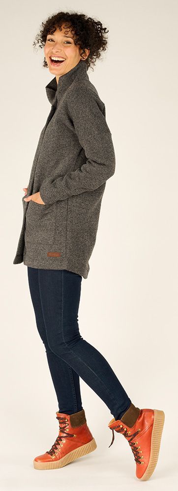Sherpa Lhamu Coat Damen Fleecemantel kharani grey Produktbild 3