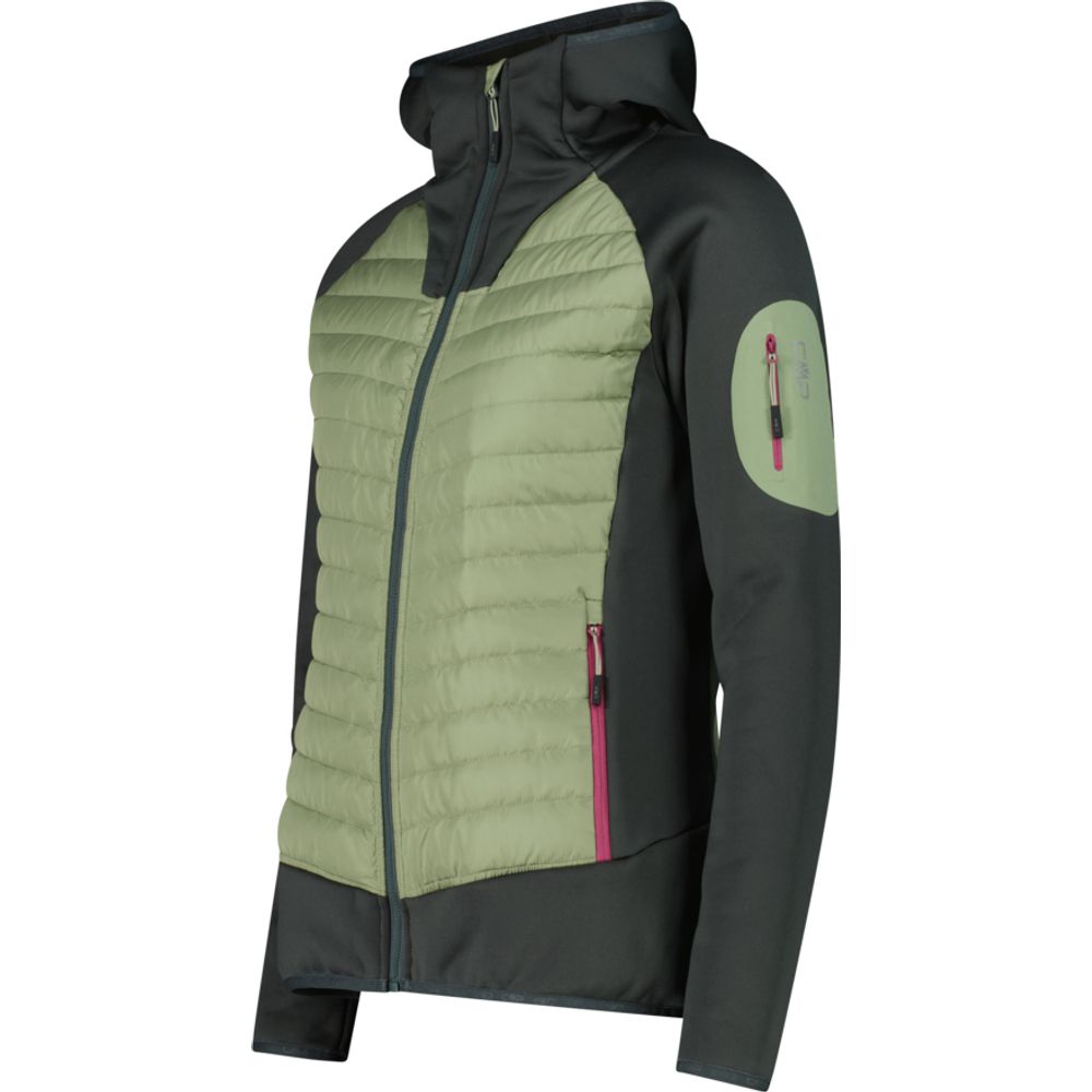 CMP Woman Jacket Hybrid Fix Hood Midlayer Damen Hybridjacke green-tea Produktbild 2