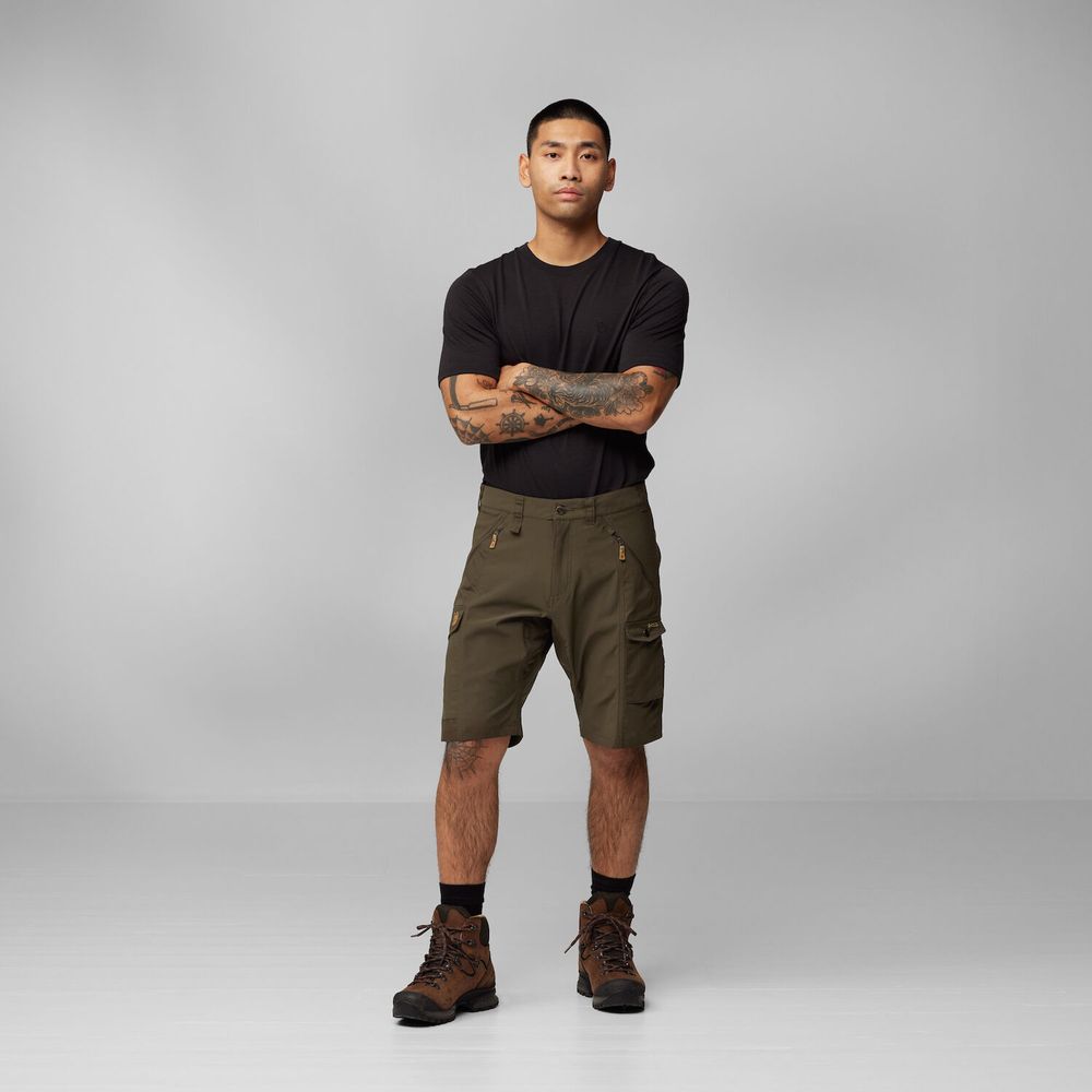 Fjällräven Abisko Herren Wandershorts dark olive Produktbild 2