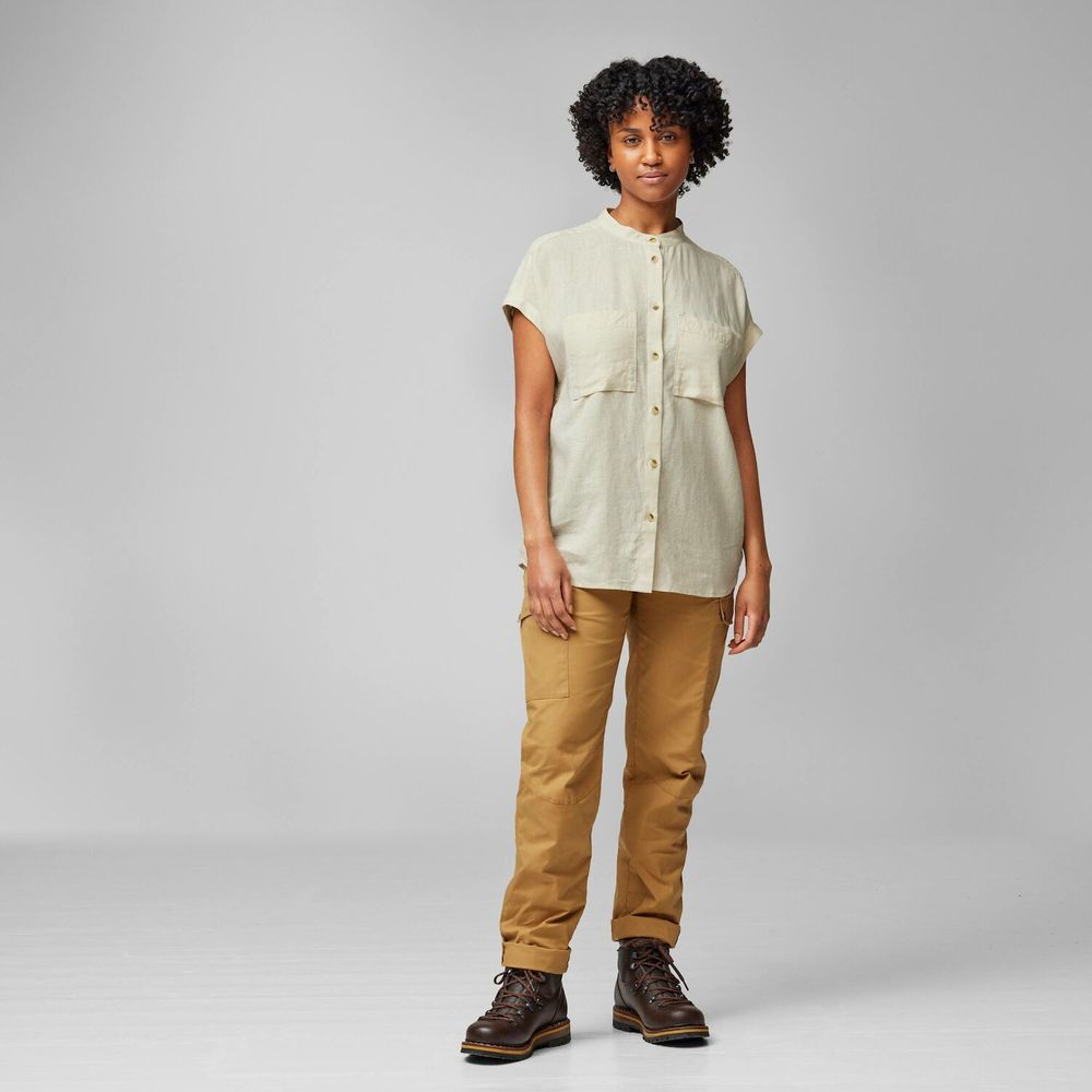 Fjällräven Övik Hemp Damen Kurzarmbluse chalk white Produktbild 1