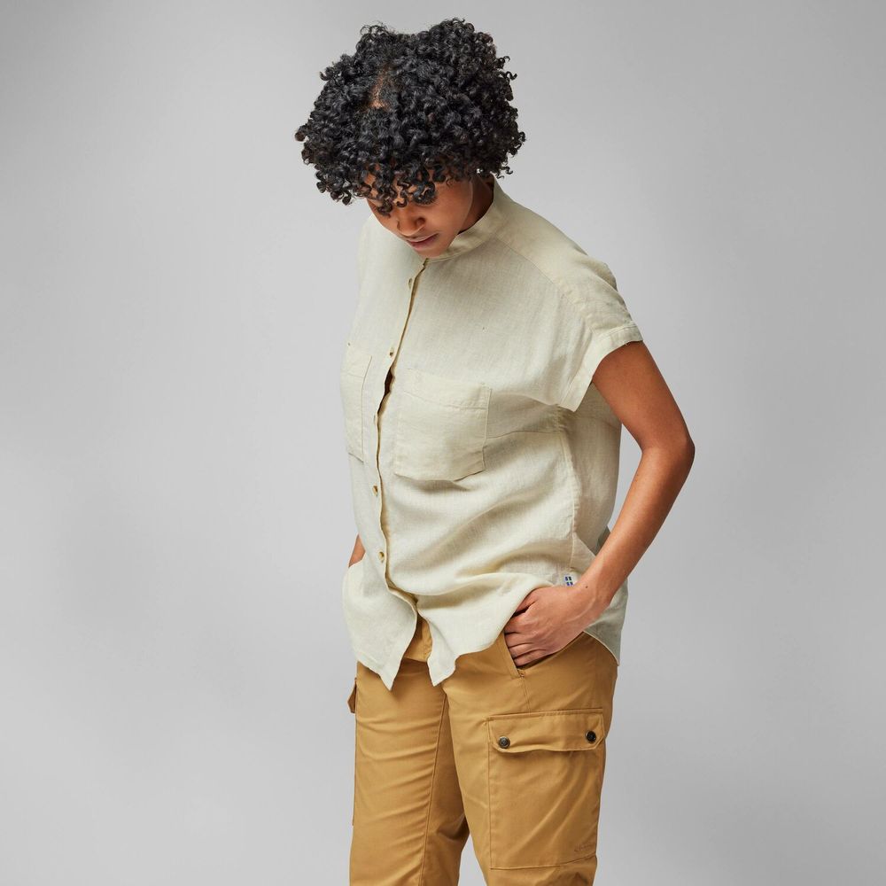 Fjällräven Övik Hemp Damen Kurzarmbluse chalk white Produktbild 3
