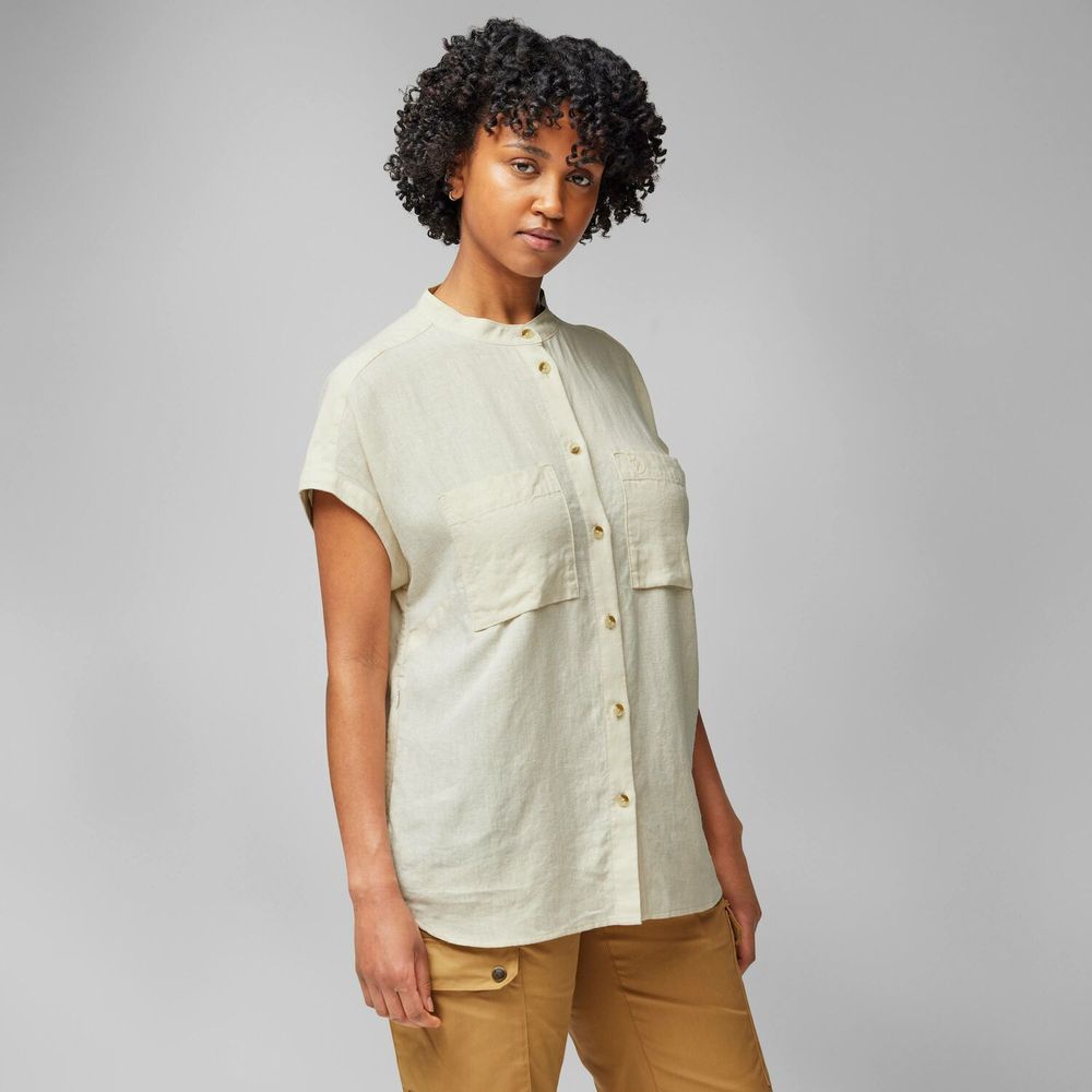Fjällräven Övik Hemp Damen Kurzarmbluse chalk white Produktbild 4