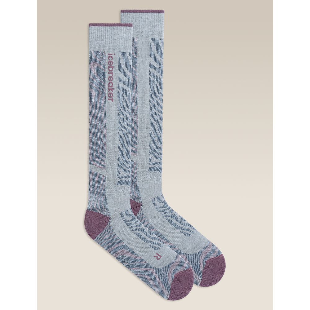 Icebreaker W Mer Ski+ Medium Otc Mountain Contour Damen Skisocke zinc-blue-grey-plum-dawn Produktbild 0