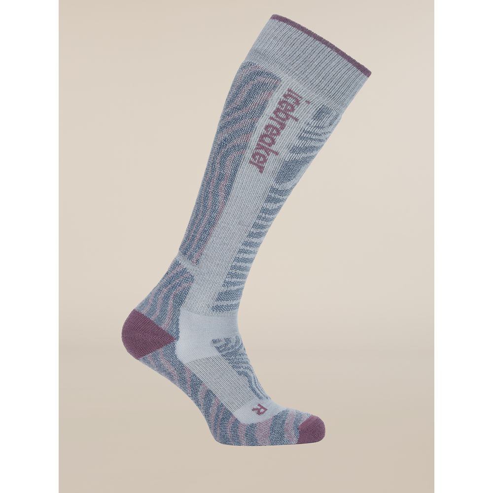 Icebreaker W Mer Ski+ Medium Otc Mountain Contour Damen Skisocke zinc-blue-grey-plum-dawn Produktbild 2
