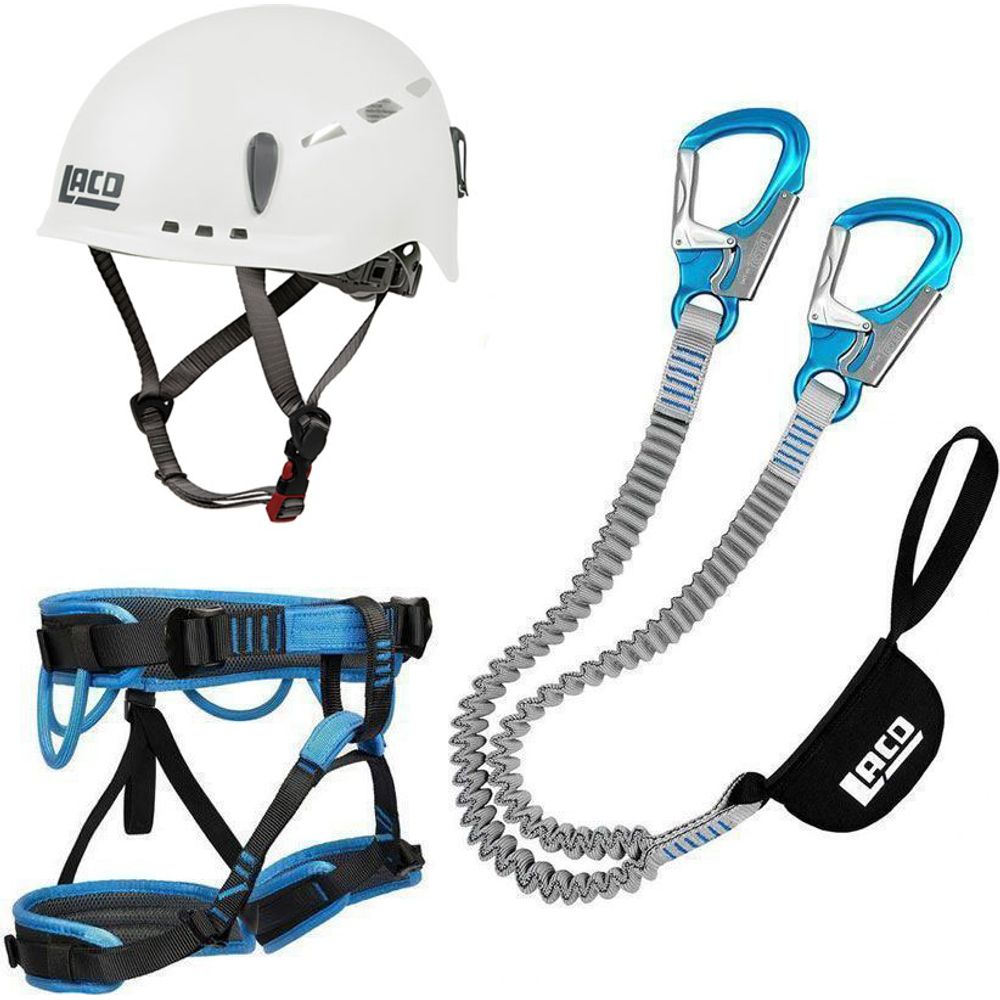 Klettersteig Komplettset LACD Pro Evo 3.0 + LACD Start Gurt + LACD Protector Helm weiß Produktbild 0