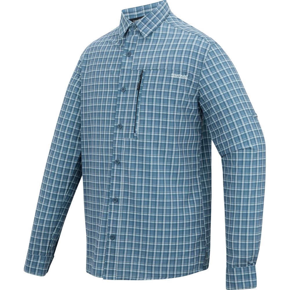 Regatta Anti Insect Travel Light L/S Shirt Herren china-blue check Produktbild 2