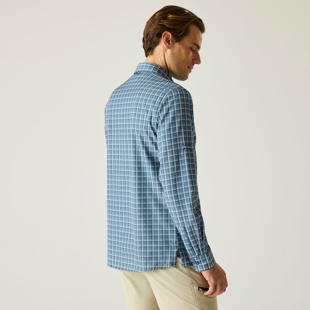 Regatta Anti Insect Travel Light L/S Shirt Herren china-blue check Produktbild 4