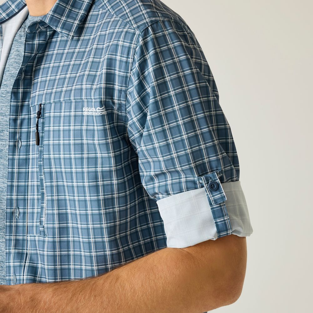 Regatta Anti Insect Travel Light L/S Shirt Herren china-blue check Produktbild 7