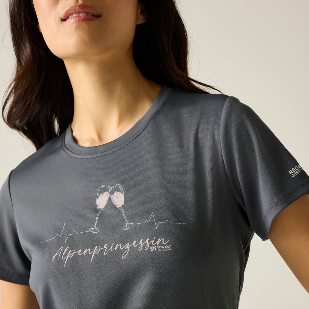 Regatta Fingal Slogan Funktionsshirt Damen dark-storm Produktbild 6