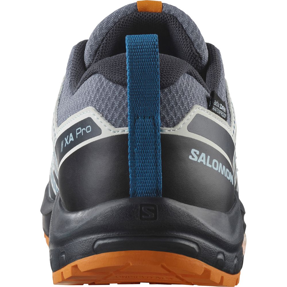 Salomon Shoe XA Pro V8 Waterproof J Kinder Wanderschuh grisaille dark blue turmeric Produktbild 1