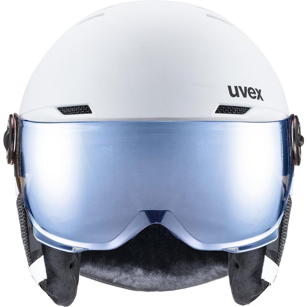 Uvex Rocket JR Visor Kinder Skihelm white-black-matt-mirror-blue Produktbild 2