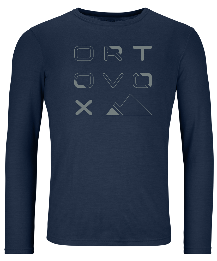 Ortovox 185 Merino Brand Outline Longsleeves Herren Langarmshirt deep ocean Produktbild 0