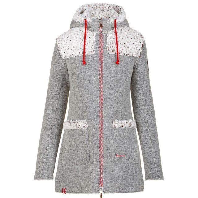 Almgwand Hahnstein Damen Kapuzenmantel grau-offwhite Produktbild 0