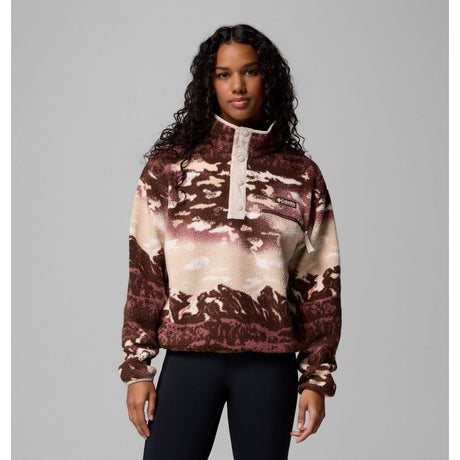 Columbia Damen Helvetia II Printed Cropped Half SN Fleece Pullover tobacco sisters, dark stone Produktbild 0