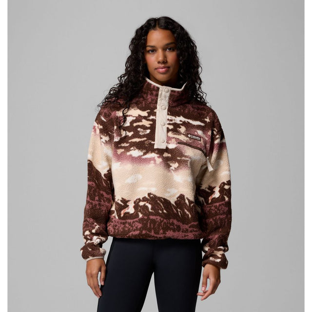 Columbia Damen Helvetia II Printed Cropped Half SN Fleece Pullover tobacco sisters, dark stone Produktbild 0
