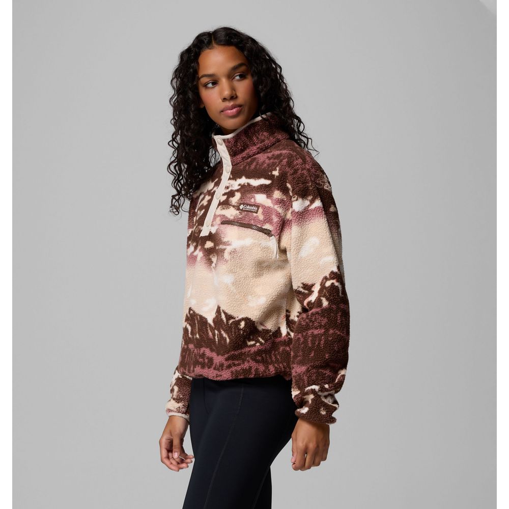 Columbia Damen Helvetia II Printed Cropped Half SN Fleece Pullover tobacco sisters, dark stone Produktbild 2