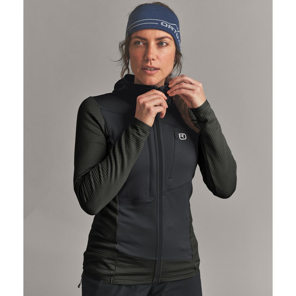 Ortovox Fleece Grid Hoody Damen Fleecejacke black-raven Produktbild 2