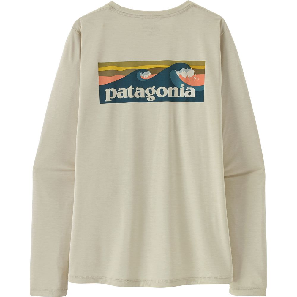 Patagonia W’s Long-Sleeved Capilene Cool Daily Damen Langarmshirt - Boardshort Logo dyno white Produktbild 1