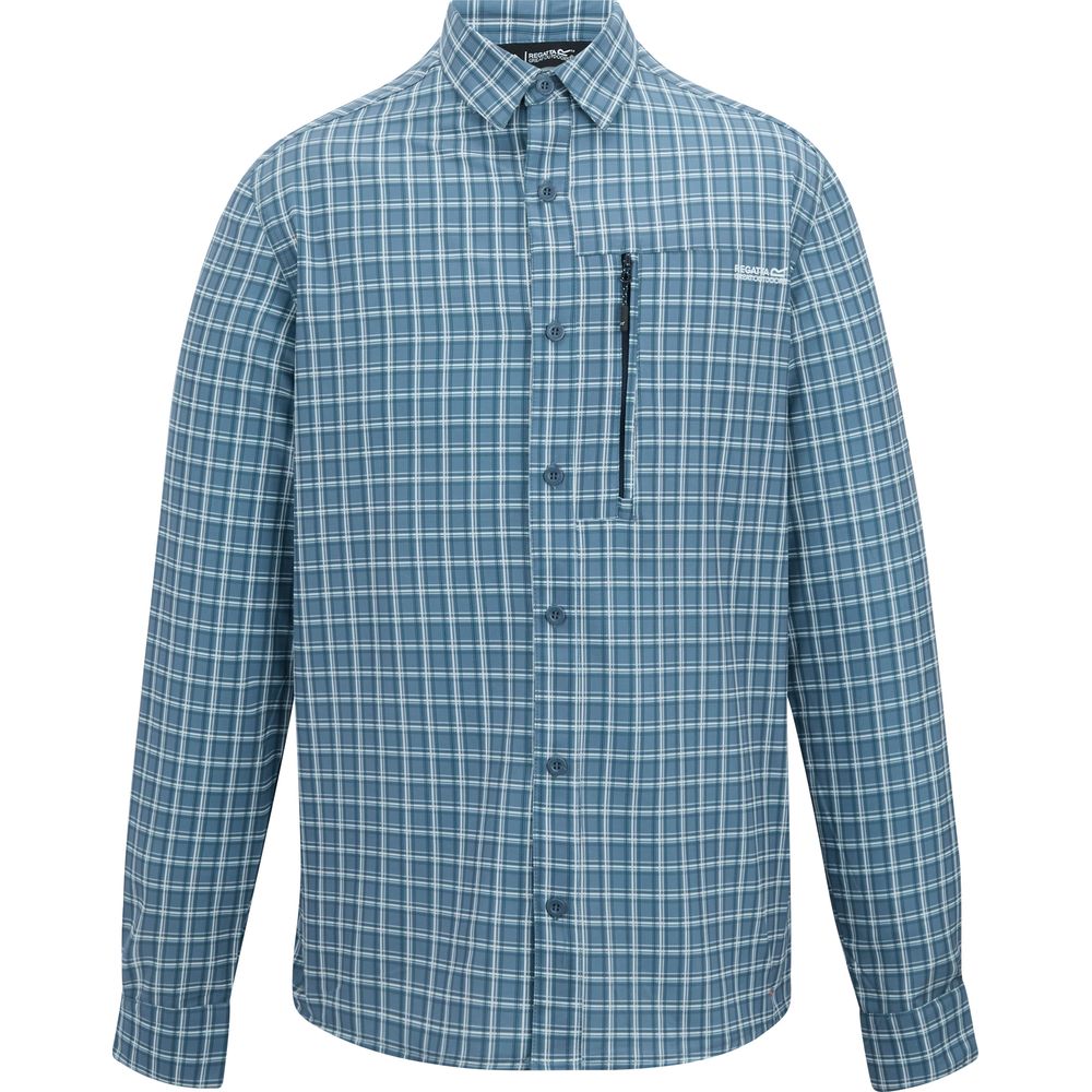 Regatta Anti Insect Travel Light L/S Shirt Herren china-blue check Produktbild 0