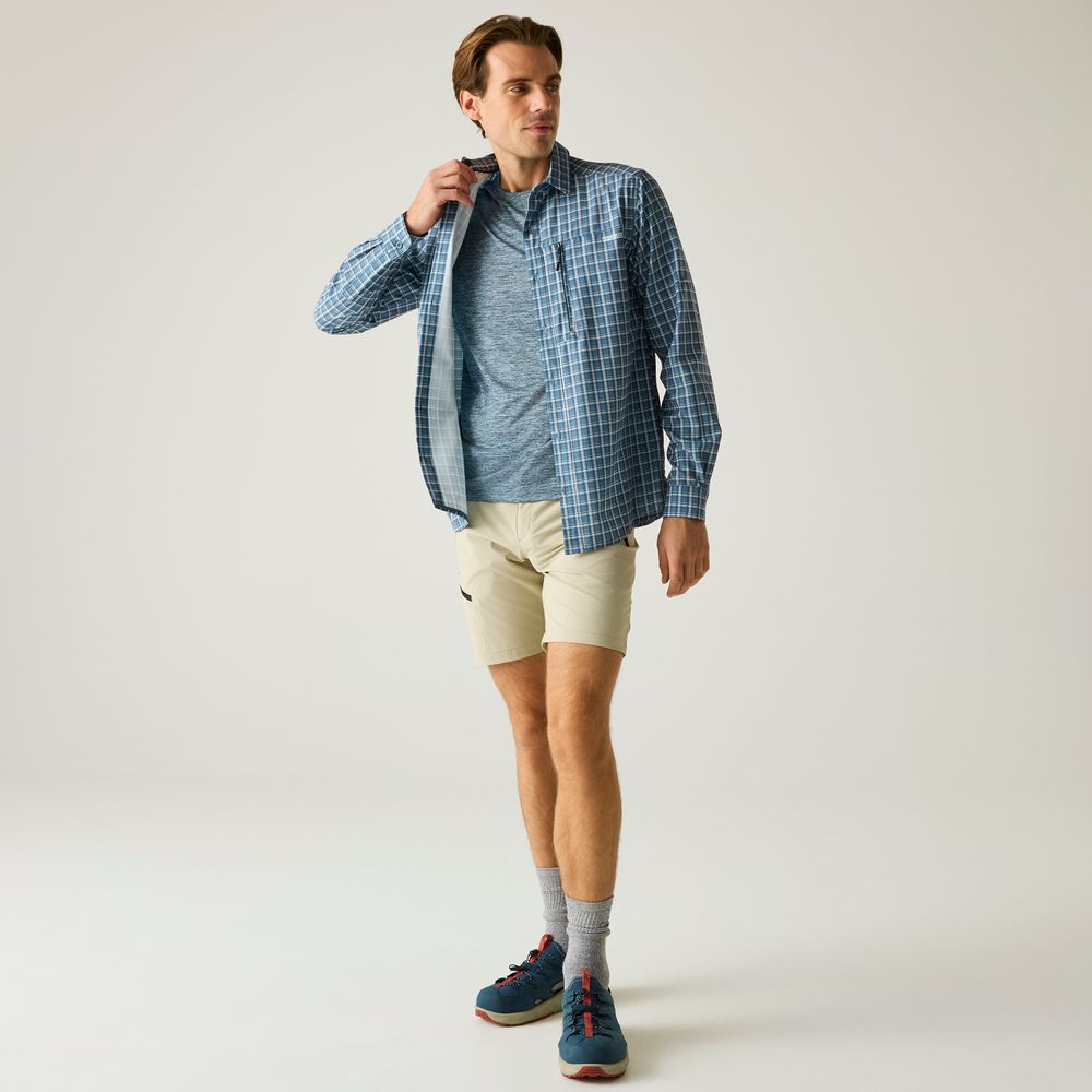 Regatta Anti Insect Travel Light L/S Shirt Herren china-blue check Produktbild 5