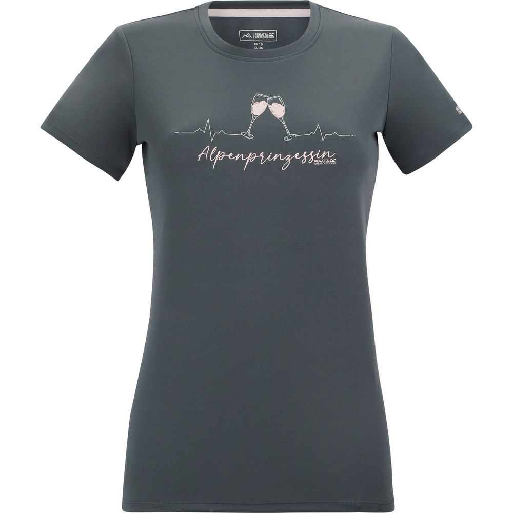 Regatta Fingal Slogan Funktionsshirt Damen dark-storm Produktbild 0