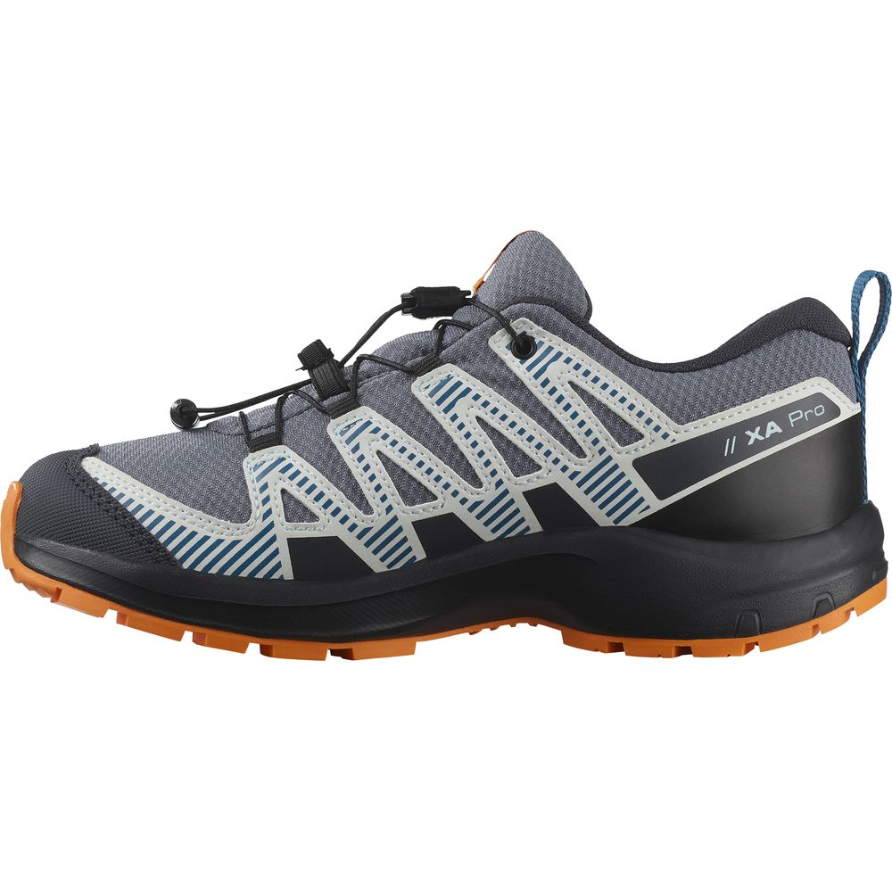Salomon Shoe XA Pro V8 Waterproof J Kinder Wanderschuh grisaille dark blue turmeric Produktbild 3