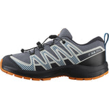 Salomon Shoe XA Pro V8 Waterproof J Kinder Wanderschuh grisaille dark blue turmeric Produktbild 3