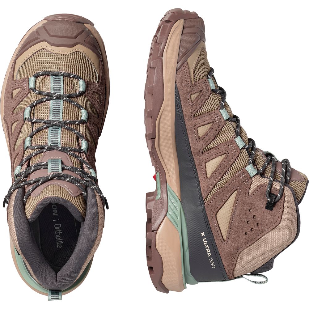 Salomon Shoes X Ultra 360 Ltr Mid GTX Damen Wanderschuh desert-tan-iron-green-milieu Produktbild 5