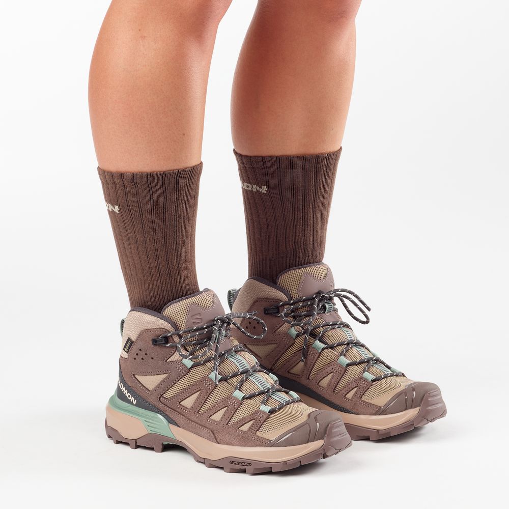 Salomon Shoes X Ultra 360 Ltr Mid GTX Damen Wanderschuh desert-tan-iron-green-milieu Produktbild 6
