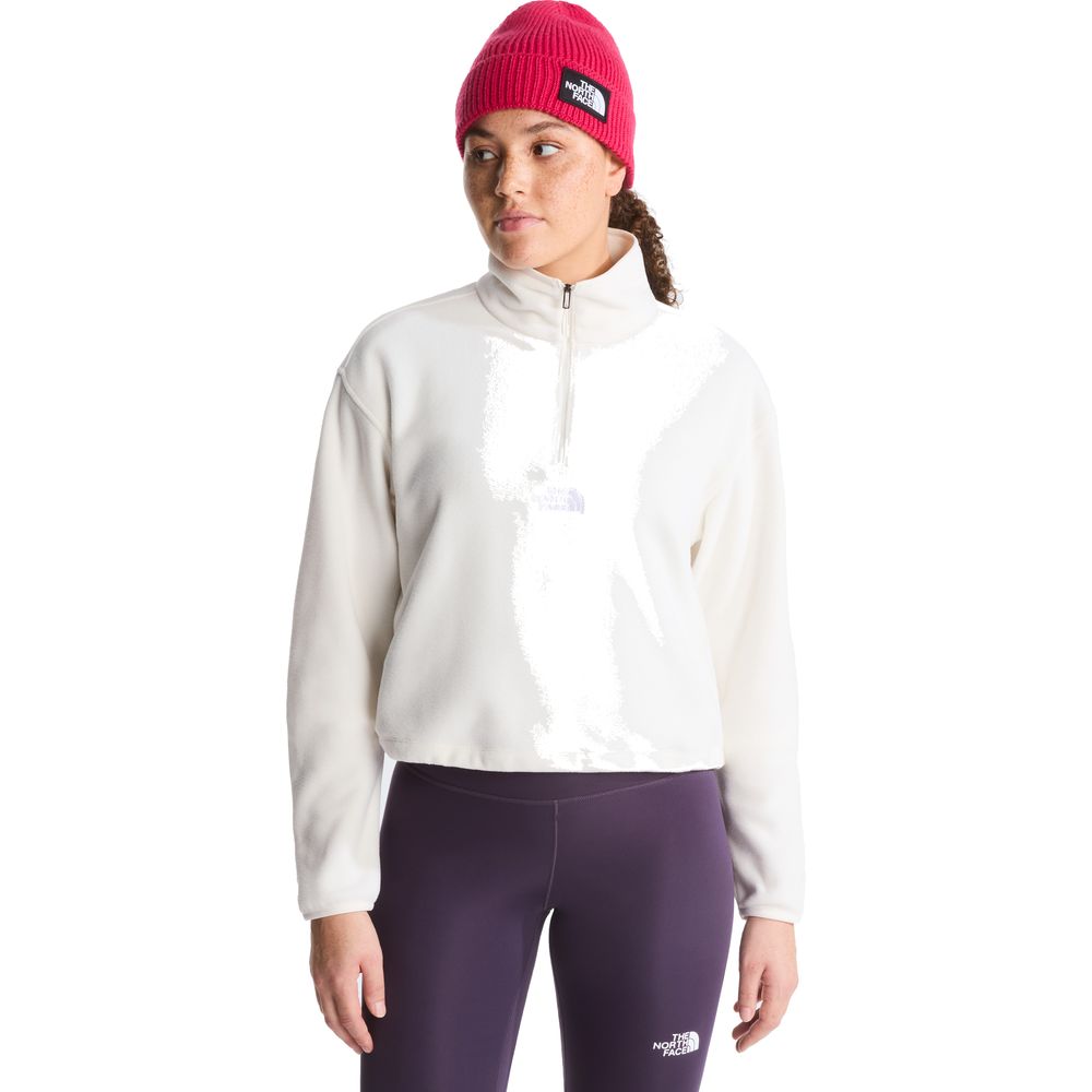 The North Face Novelty Logo Glacier 1/4 Zip Damen Fleecejacke white-dune Produktbild 1