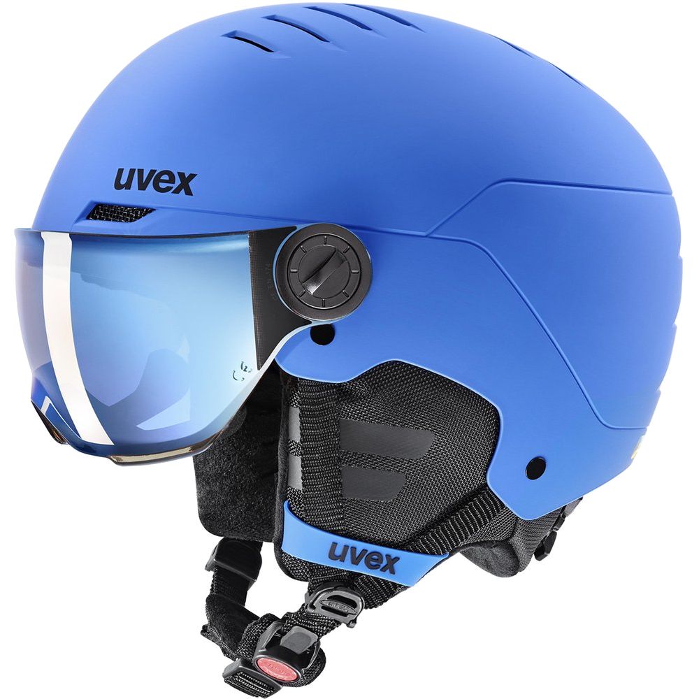 Uvex Rocket JR Visor Kinder Skihelm blue-matt-mirror-blue Produktbild 0