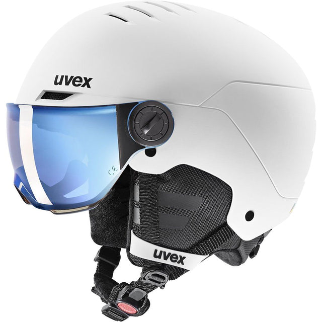 Uvex Rocket JR Visor Kinder Skihelm white-black-matt-mirror-blue Produktbild 0