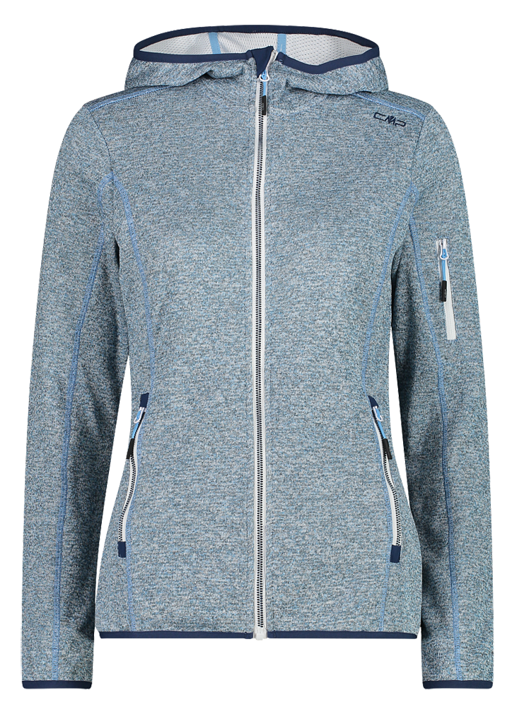 CMP Knit-Tech-Fleece Jacke mit Kapuze und Mesh Damen cielo-bianco (30H5856)  | Fleecejacken | Fleecejacken & Midlayer | Bekleidung | Sport Praxenthaler