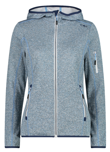 CMP Knit-Tech-Fleece Jacke mit Kapuze und Mesh Damen cielo-bianco (30H5856)  | Fleecejacken | Fleecejacken & Midlayer | Bekleidung | Sport Praxenthaler